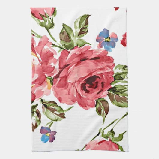 Roze Rozen  keukenhanddoek (Verticaal)