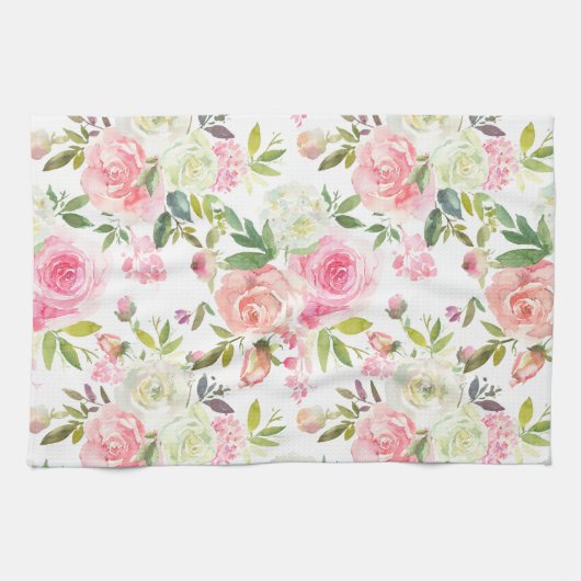 Roze rozen keukenhanddoeken (Horizontaal)