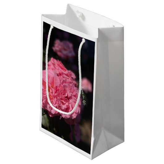 Roze rozen klein cadeauzakje (Voorkant Gekanteld)