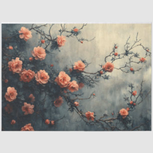 Roze rozen klimmende wijnrank Moody Decoupage Tissuepapier