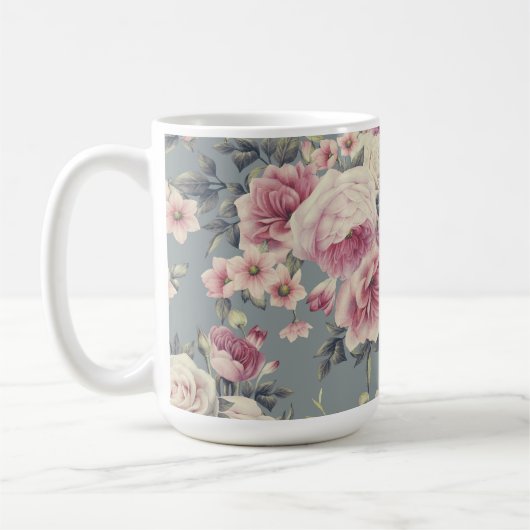 roze rozen koffiemok (Links)
