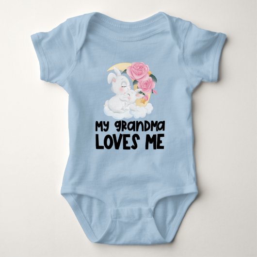 Roze Rozen Konijnen🌹 Mijn oma houdt van mij Romper (Voorkant)