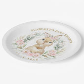 Roze Rozen Konijntje Paaskonijn Meisje Baby shower Papieren Bordje (Gekanteld)