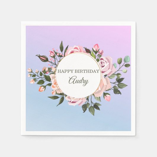 Roze Rozen krans Servet (Voorkant)