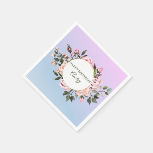 Roze Rozen krans Servet (Hoek)