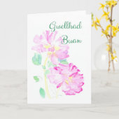 Roze rozen krijgen een goede Kaart: Welsh Greeting Kaart (Gele Bloem)