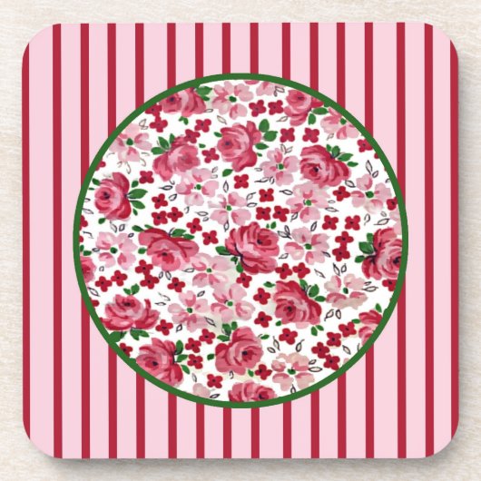  roze rozen kurk achterste Onderzetter (Voorkant)