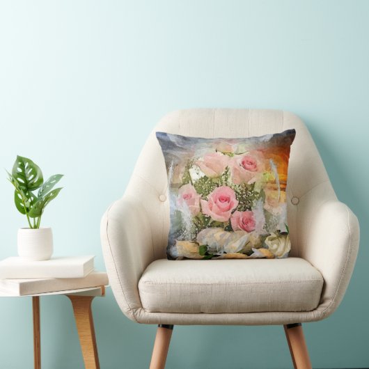 Roze rozen kussen (Stoel)