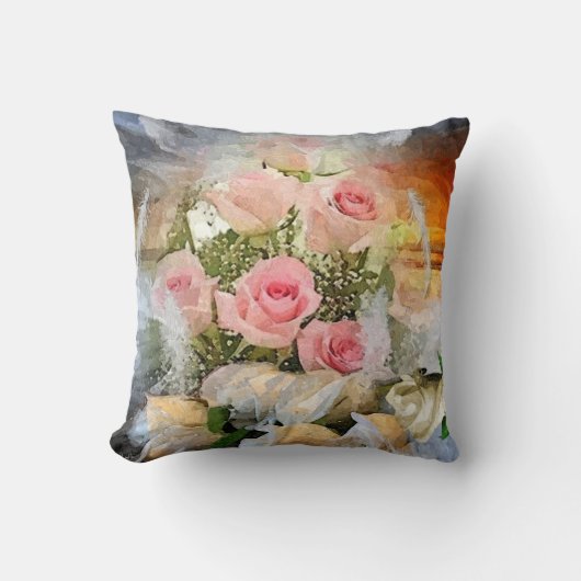 Roze rozen kussen (Voorkant)