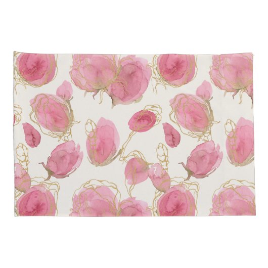 Roze rozen kussensloop (Achterkant-Rechts)