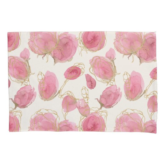 Roze rozen kussensloop (Voorkant-Links)