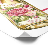 Roze Rozen Laarzen en Bruisend Bruidsfeest Welkom Poster (Hoek)