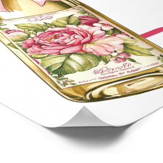 Roze Rozen Laarzen en Bruisend Bruidsfeest Welkom Poster (Hoek)