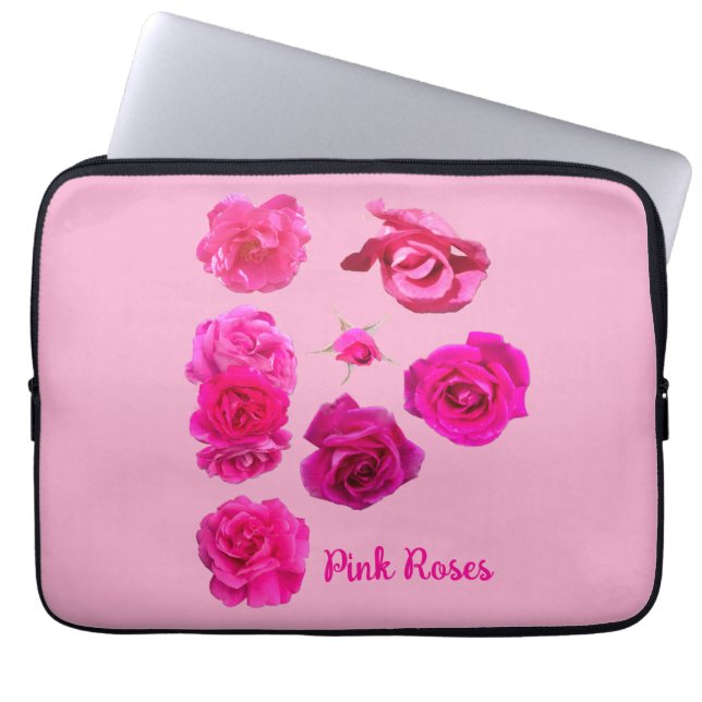 Roze rozen  laptop sleeve (Voorkant)