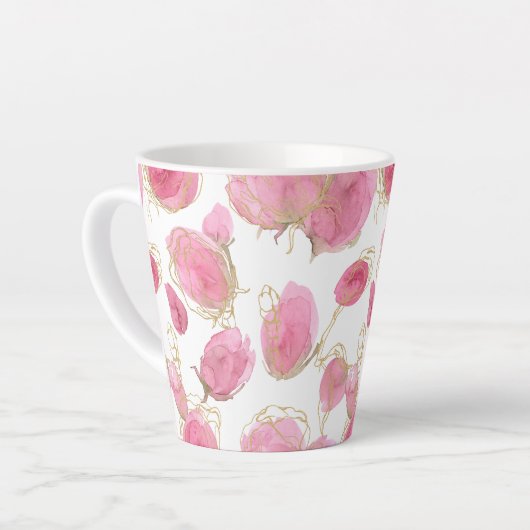 Roze rozen latte mok (Linkerhoek)