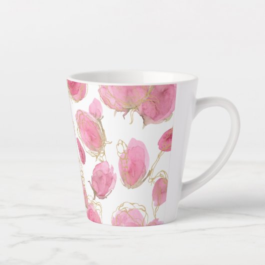 Roze rozen latte mok (Rechts)