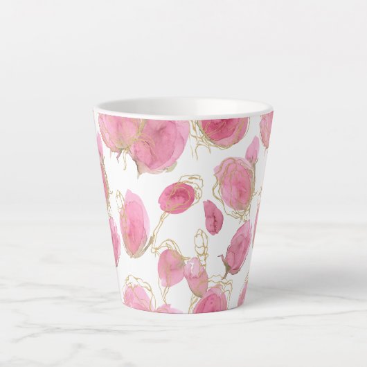 Roze rozen latte mok (Voorkant)