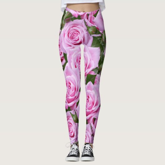 Roze Rozen Leggings (Voorkant)