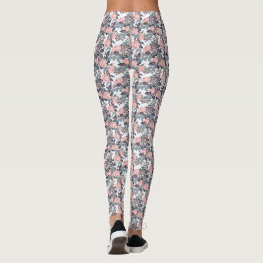 Roze rozen leggings (Achterkant)