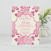  roze rozen lente Baby shower uitnodiging (Staand voorkant)