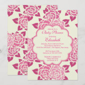  roze rozen lente Baby shower uitnodiging (Voorkant / Achterkant)