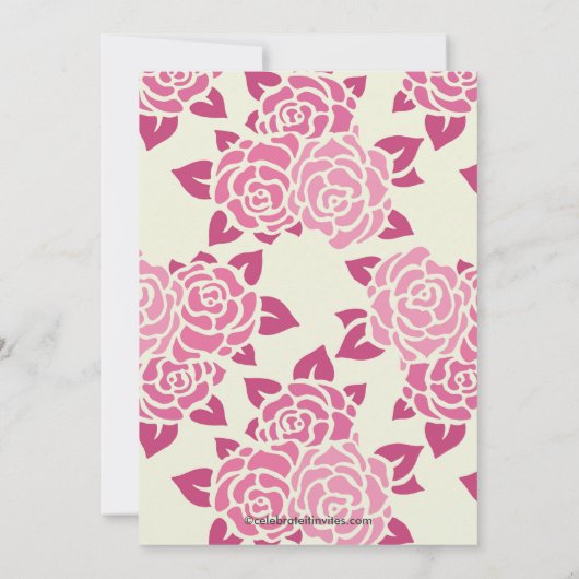 roze rozen lentetbriefingschoeisel uitnodiging (Achterkant)
