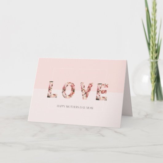 Roze rozen 'LIEFDE' Moederdag wenskaart Kaart (Voorkant)