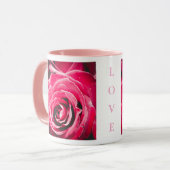 Roze Rozen Liefhebben 11oz Tweekleurige Mok Roze (Voorkant links)