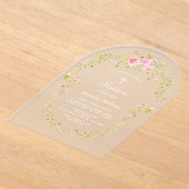 Roze Rozen Lijst doop Acryl Uitnodigingen (Laagn)