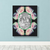 Roze rozen lijst maak je eigen foto canvas afdruk (Insitu (Houten vloer))