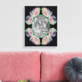 Roze rozen lijst maak je eigen foto canvas afdruk (Insitu (Woonkamer))