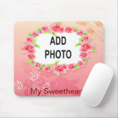 Roze rozen Lijst Valentijn Voeg je foto toe Muismat (Met muis)