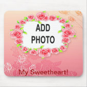 Roze rozen Lijst Valentijn Voeg je foto toe Muismat (Voorkant)