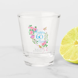 Roze Rozen Lint 60e Verjaardag Shot Glas
