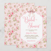 Roze Rozen Lint Bow Vrijgezellenfeest Kaart (Voorkant / Achterkant)