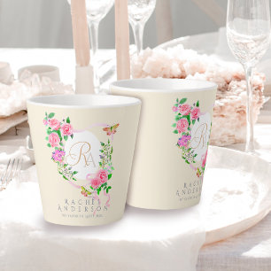 Roze Rozen Lint Chic Monogram Beige Latte Mok