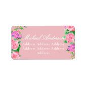 Roze Rozen lint Monogram bruiloft uitnodiging labe Etiket (Voorkant)