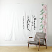 Roze Rozen Loof Bruiloft Photo Booth Achtergrond Wandkleed (In Situ (horizontaal))