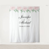 Roze Rozen Loof Bruiloft Photo Booth Achtergrond Wandkleed (Voorkant)