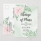 Roze Rozen Loof Datum Wijzigen Bruidsmeisjesfeest Briefkaart (Voorkant / Achterkant)