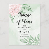 Roze Rozen Loof Datum Wijzigen Bruidsmeisjesfeest Briefkaart (Voorkant)