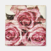  roze rozen magneet (Voorkant)