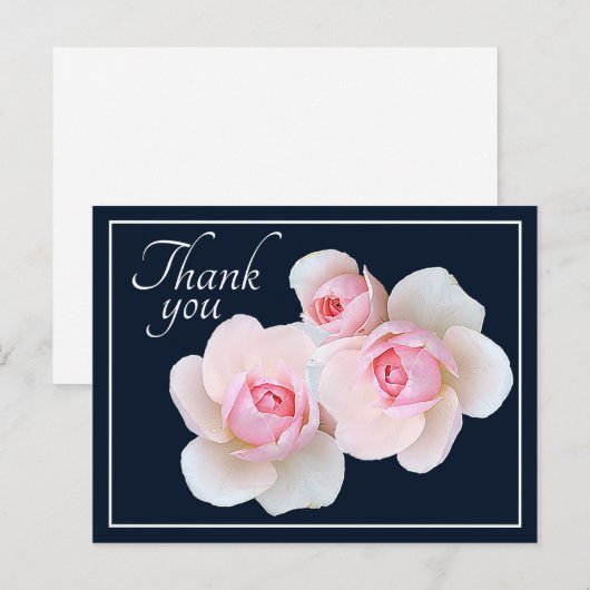Roze rozen marine achtergrond Dank je Briefkaart (Voorkant / Achterkant)