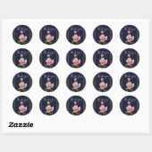 Roze Rozen Marine Blauw & Goud Modern Elegant Favo Ronde Sticker (Vel)
