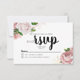  roze Rozen marineblauw huwelijk RSVP