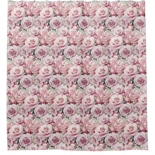 Roze Rozen Maximalistische Douchegordijn (Voorkant)