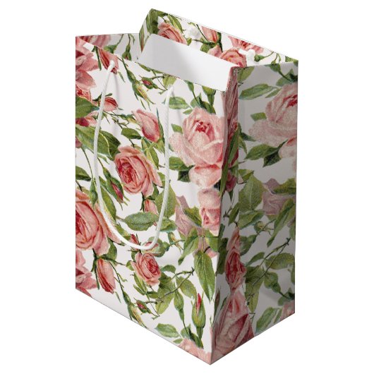   roze rozen medium cadeauzakje (Voorkant Gekanteld)