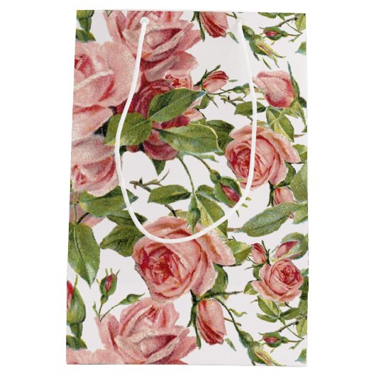   roze rozen medium cadeauzakje (Achterkant)