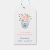 Roze Rozen Meisje Baby Shower Dank Je Cadeaulabel (Voorkant)