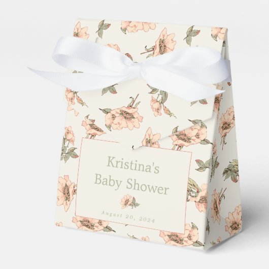 Roze Rozen Meisje Baby shower Favor Box Bedankdoosjes (Voorkant Zijde)